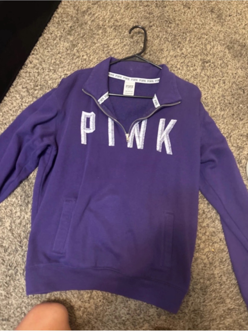 PINK Victoria's Secret Purple Half-Zip Pullover with Logo